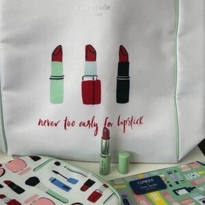Kate spade Clinique tote bag 2 make up bags plus a lipstick